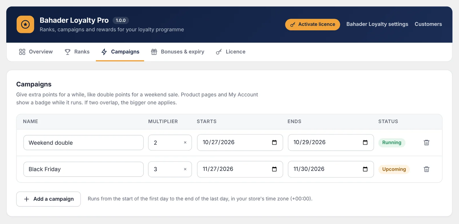 Bahader Loyalty Pro: Campaigns